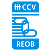 CCV - REOP certificering logo in het blauw.